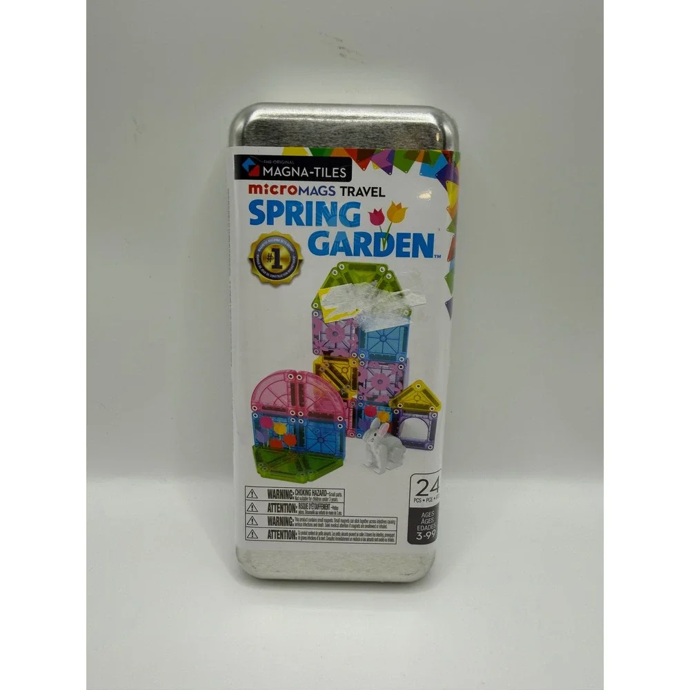 Magna-Tiles microMAGS Travel Spring Garden 24 Piece Magnetic Building Set NWT